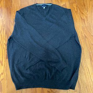 Lochlane Cotton Cashmere Sweater XL Mens Gray Long Sleeve V neck Pullover